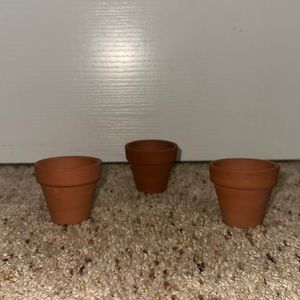 Three Mini Terra Cotta Flower Pots - Small